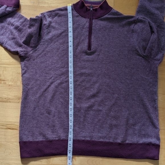 Robert Graham 1/4 zip burgundy striped sweater rainbow stand collar XXL - Picture 7 of 11